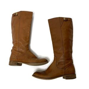 Coach Women's Merriam Brown Buckle Mid Calf Riding Boots, Size 6.5